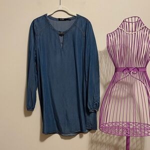 Blu Pepper Blue Denim-Look Scoop Neck Top